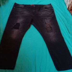 Men's Distressed Black Jeans, 46x32